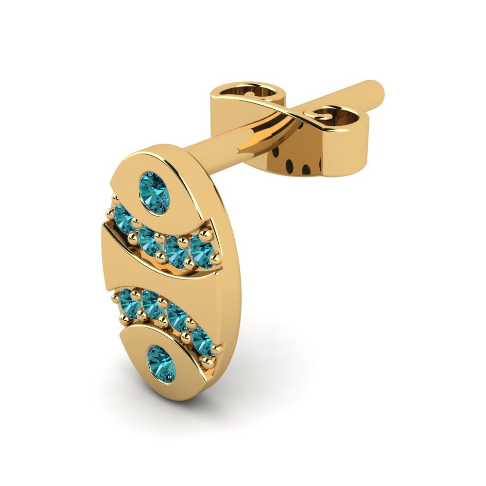 9k Oro Amarillo Diamante Azul Pendiente para hombre Ovis