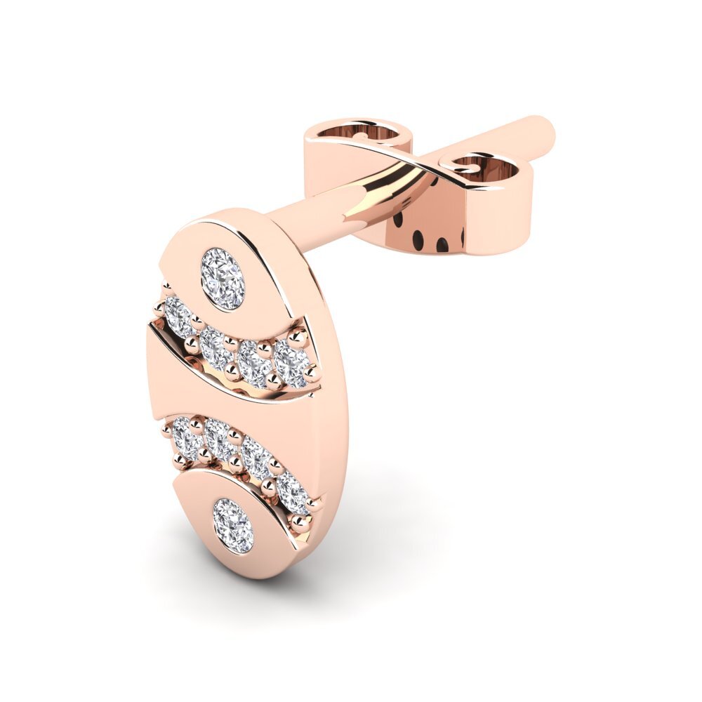 14k Rose Gold Diamond Men's Earring Ovis