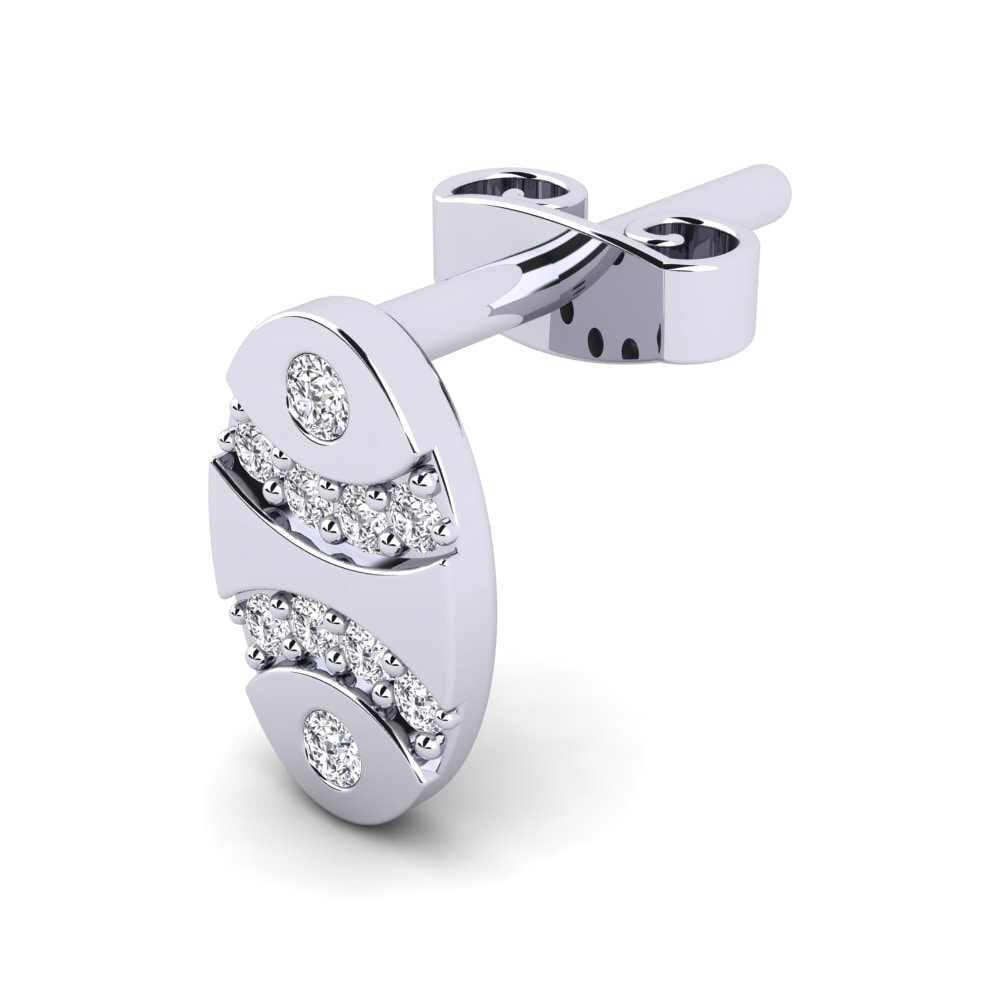 950 Platinum Diamond Men's Earring Ovis