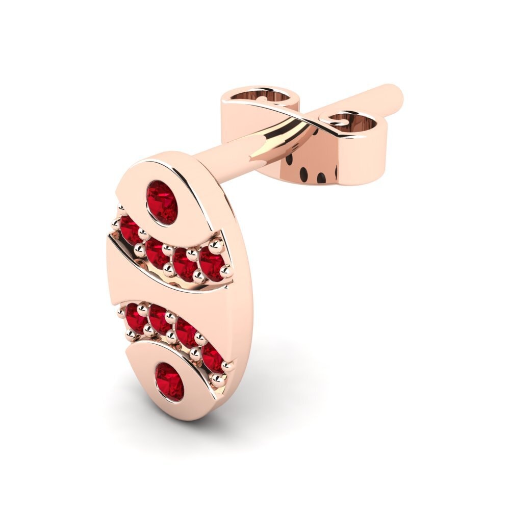 14k Oro Rosa Circonita Roja Pendiente para hombre Ovis