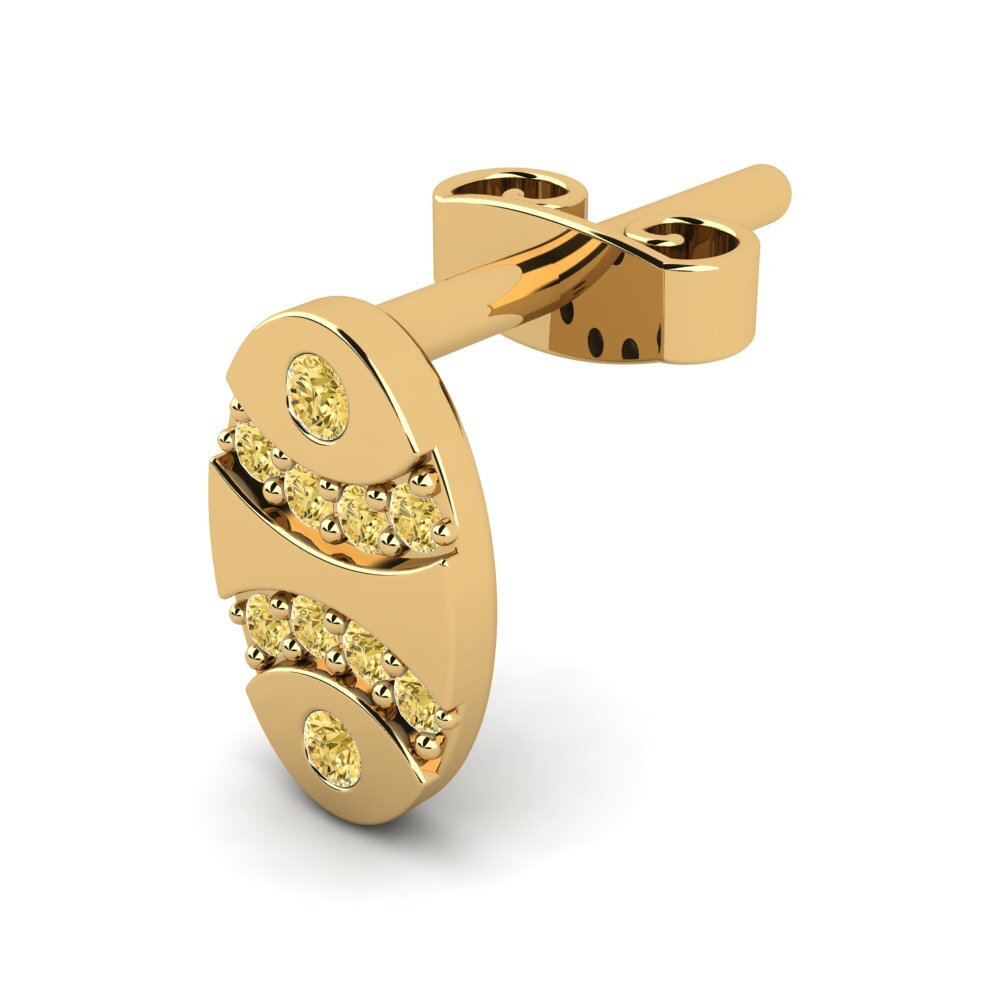 18k Oro Amarillo Diamante Amarillo Pendiente para hombre Ovis