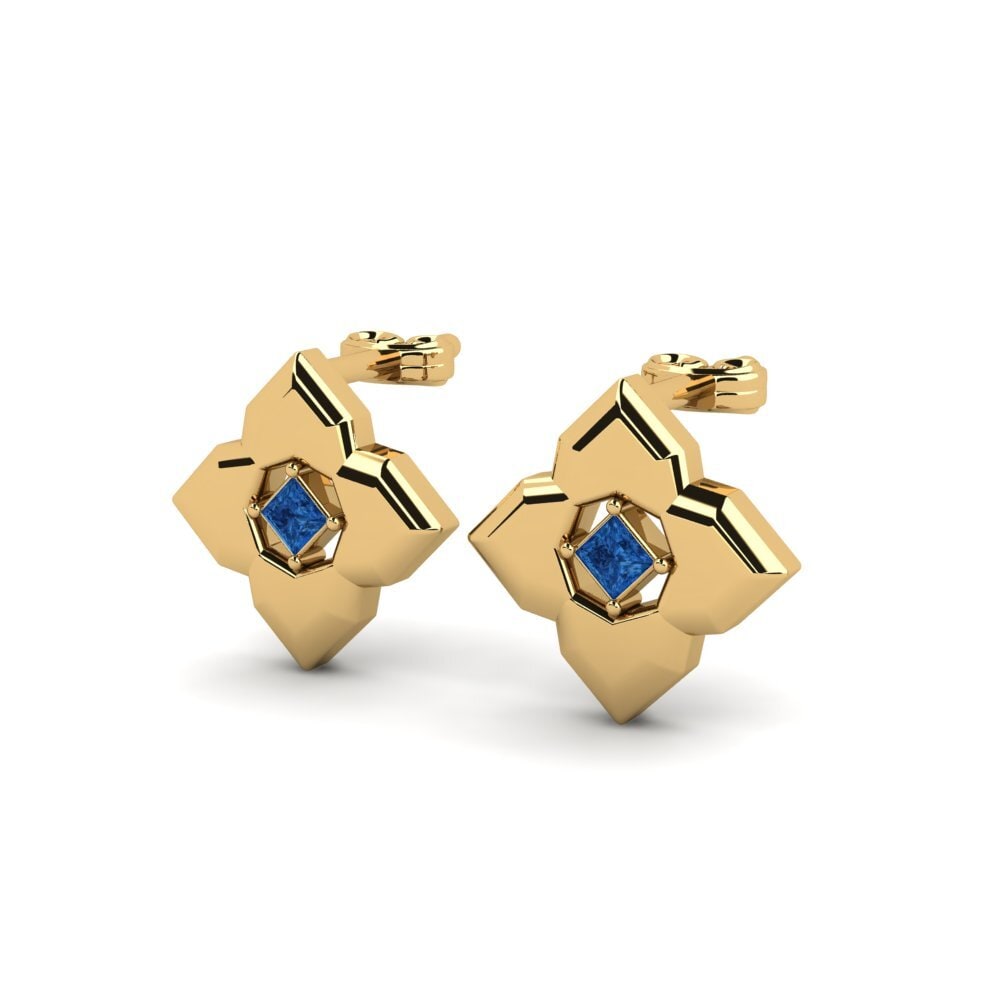 18k Oro Amarillo Princesa Pendiente de mujer Oweny