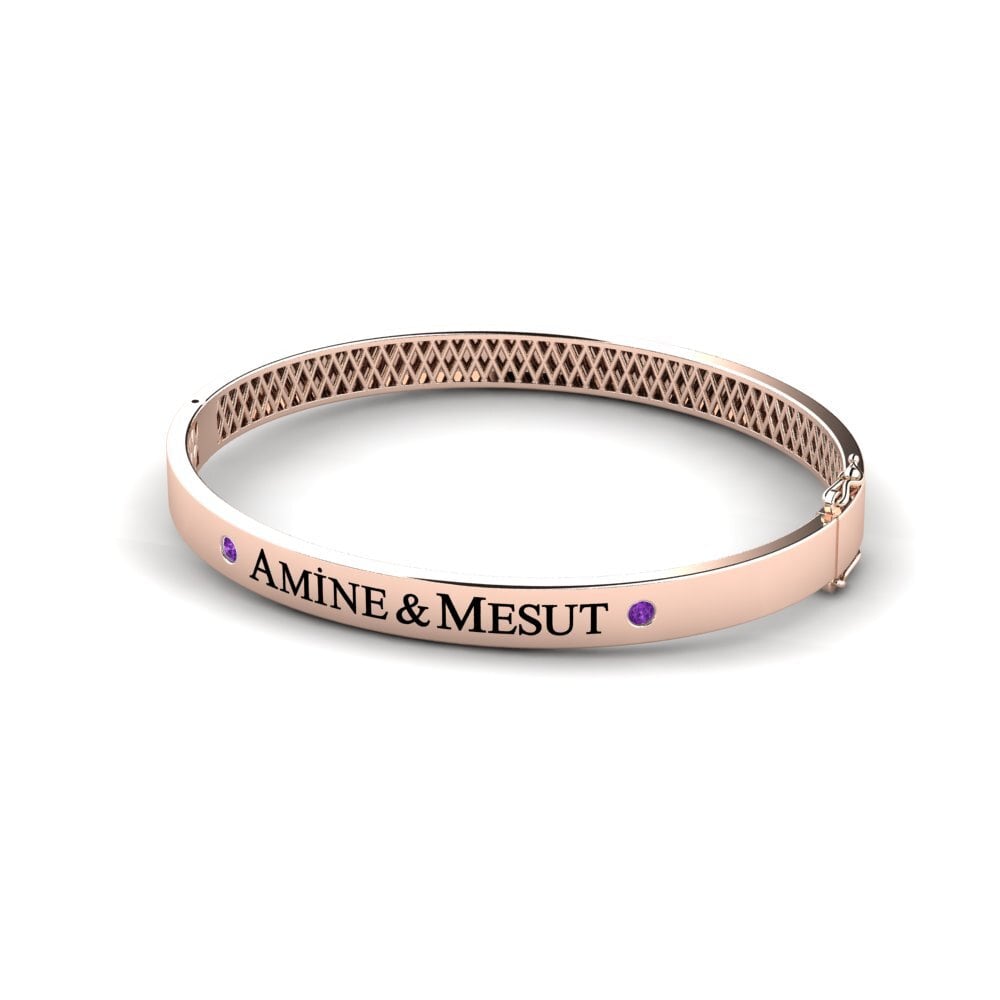 Bangle Amethyst 9K Rose Gold Bracelets