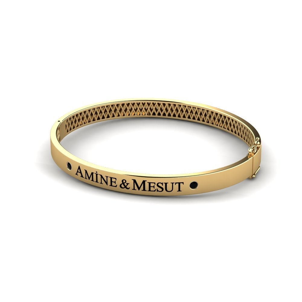 Bangle Black Sapphire 14ct Yellow Gold Bracelets