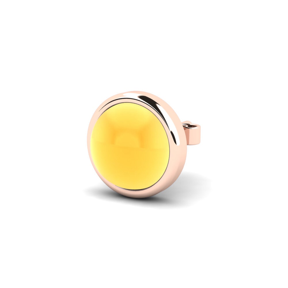 14k Oro Rosa Citrino Cabujón Pendiente para hombre Golem