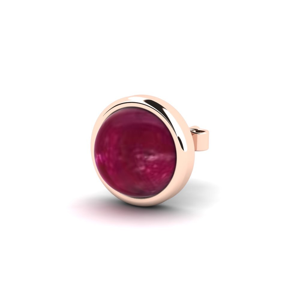9ct Rose Gold Cabochon Ruby Men's Earring Golem