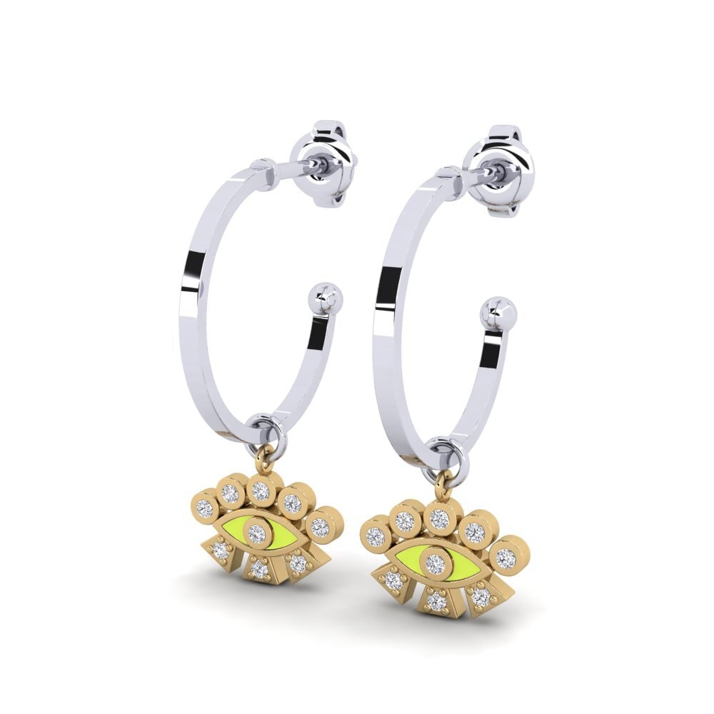 18ct White & Yellow Gold Women's Earring Paktya