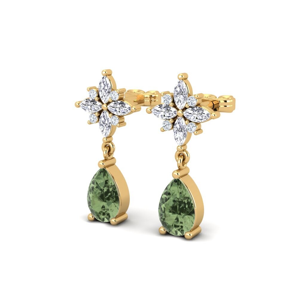 9k Oro Amarillo Zafiro Verde Pendiente de mujer Palazzo