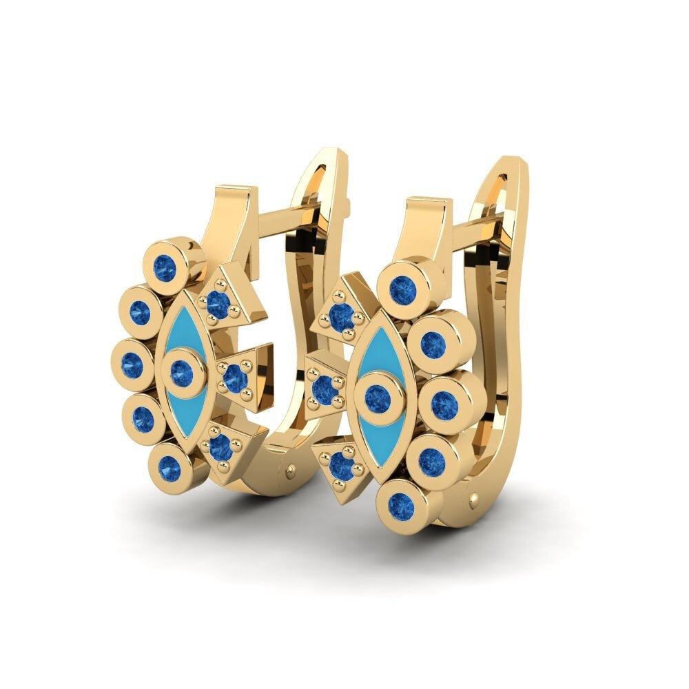 Zircone Bleu Foncé Boucle d'oreille femme Palenque