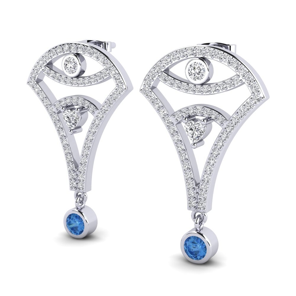 Zircônia azul escuro Brincos Feminino Pallas