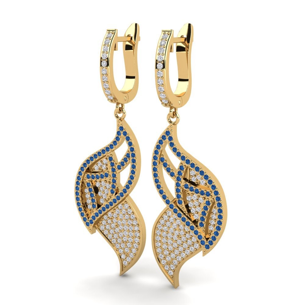 Zircônia azul escuro Brincos Feminino Palma