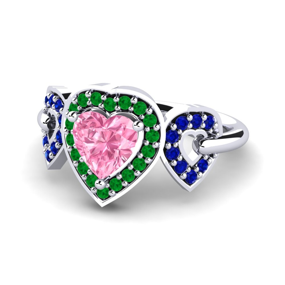 18ct White Gold Pink Sapphire Engagement Ring Palmier