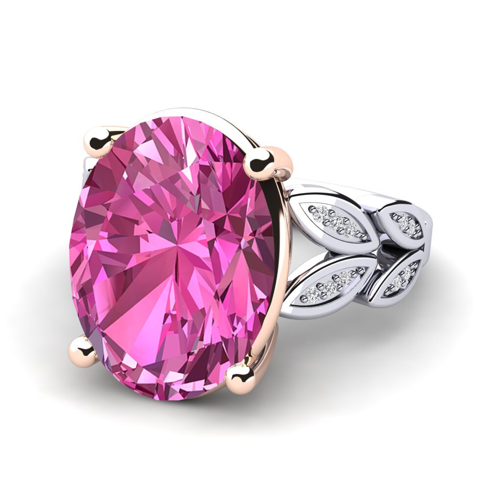 14k White & Rose Gold Pink Topaz Ring Pamila