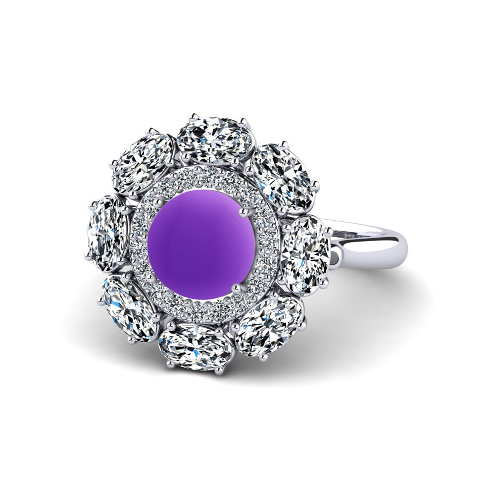 950 Palladium Cabochon Amethyst Ring Panadda