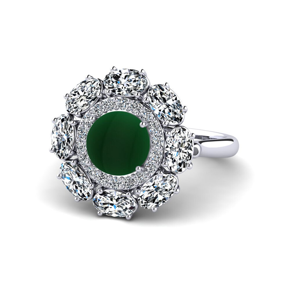 950 Palladium Cabochon Emerald Ring Panadda