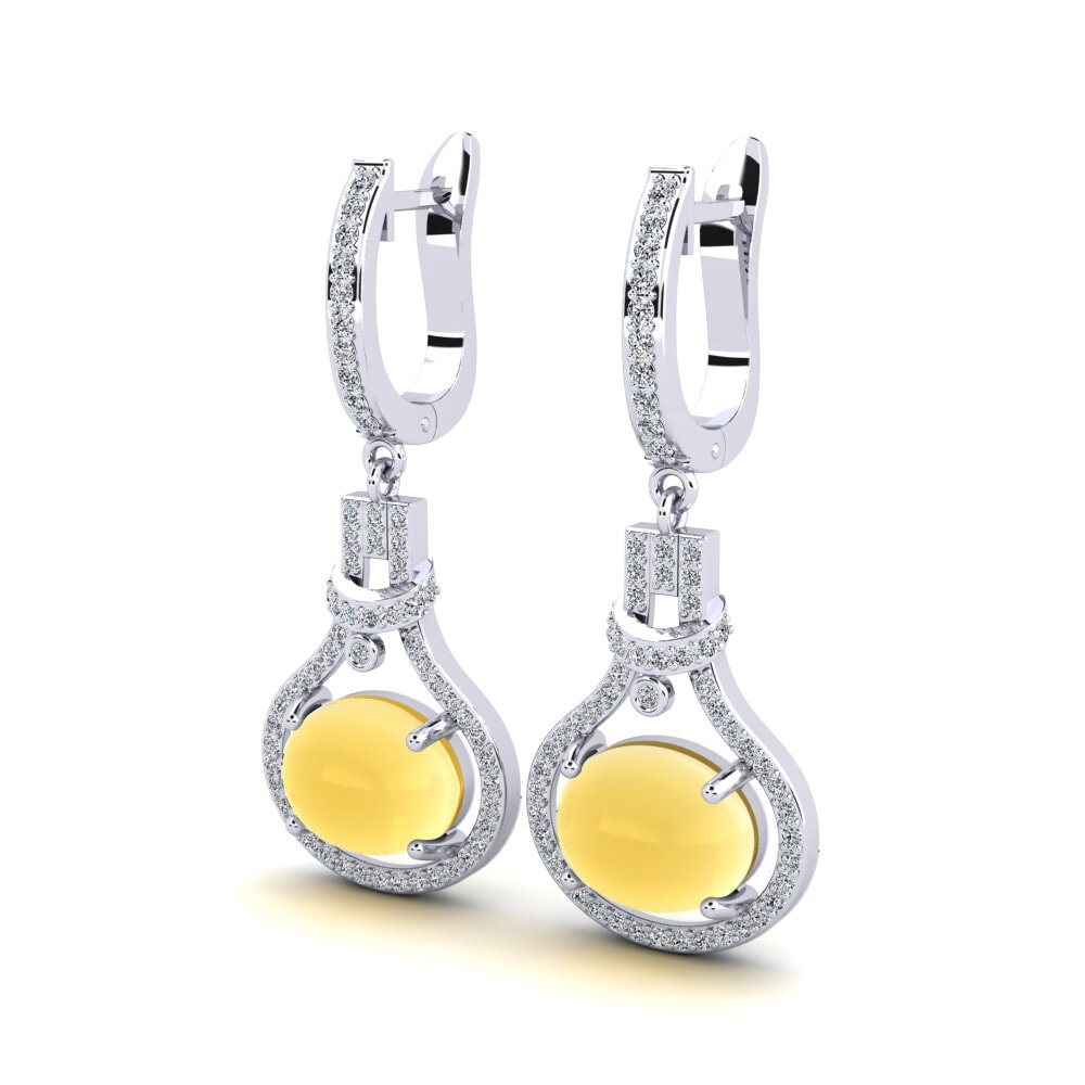 Đá Cabochon Thạch Anh Vàng Bông tai nữ Pandita