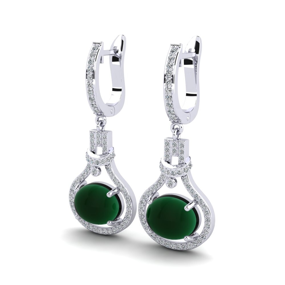 Đá Cabochon Ngọc Lục Bảo Bông tai nữ Pandita