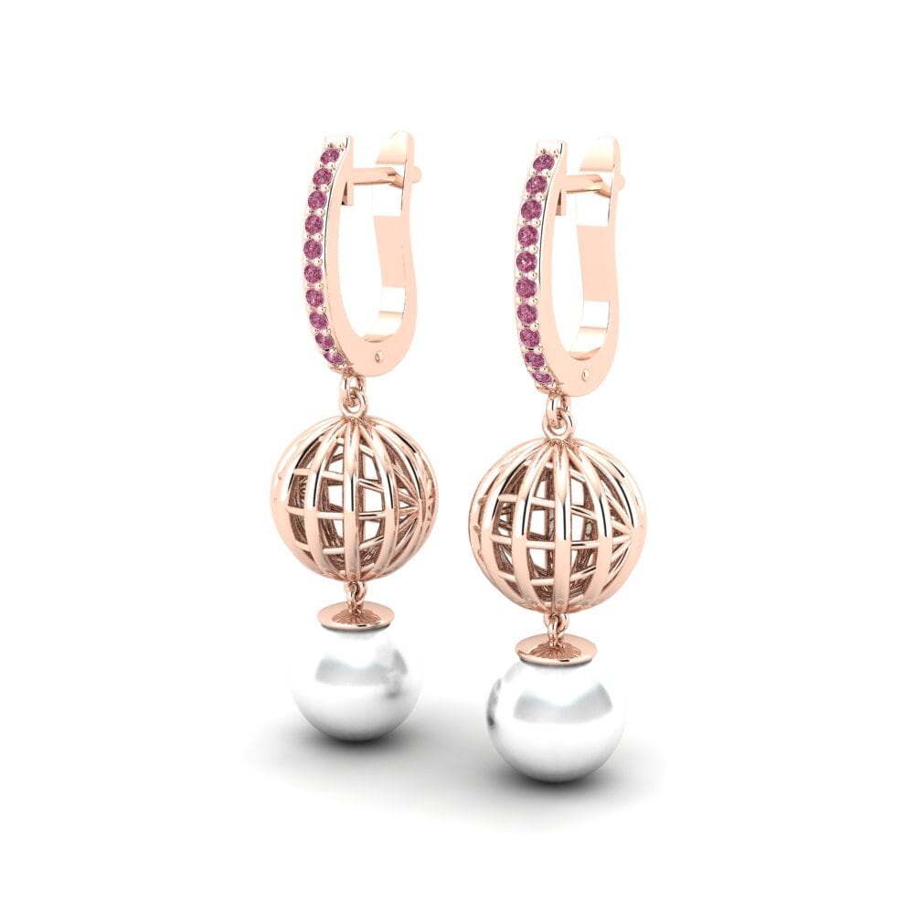 14k Oro Rosa Granate Rhodolite Pendiente de mujer Panilia