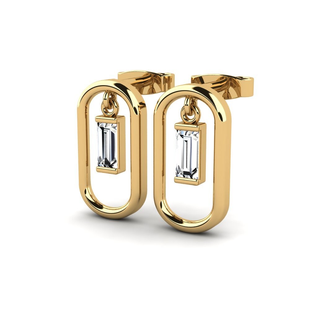 14k Oro Amarillo Baguette Pendiente de mujer Panistow