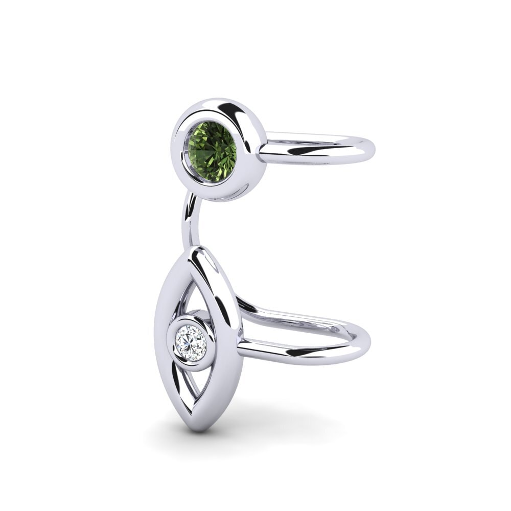 Oro Bianco 585 Zaffiro Verde Orecchino da donna Pape
