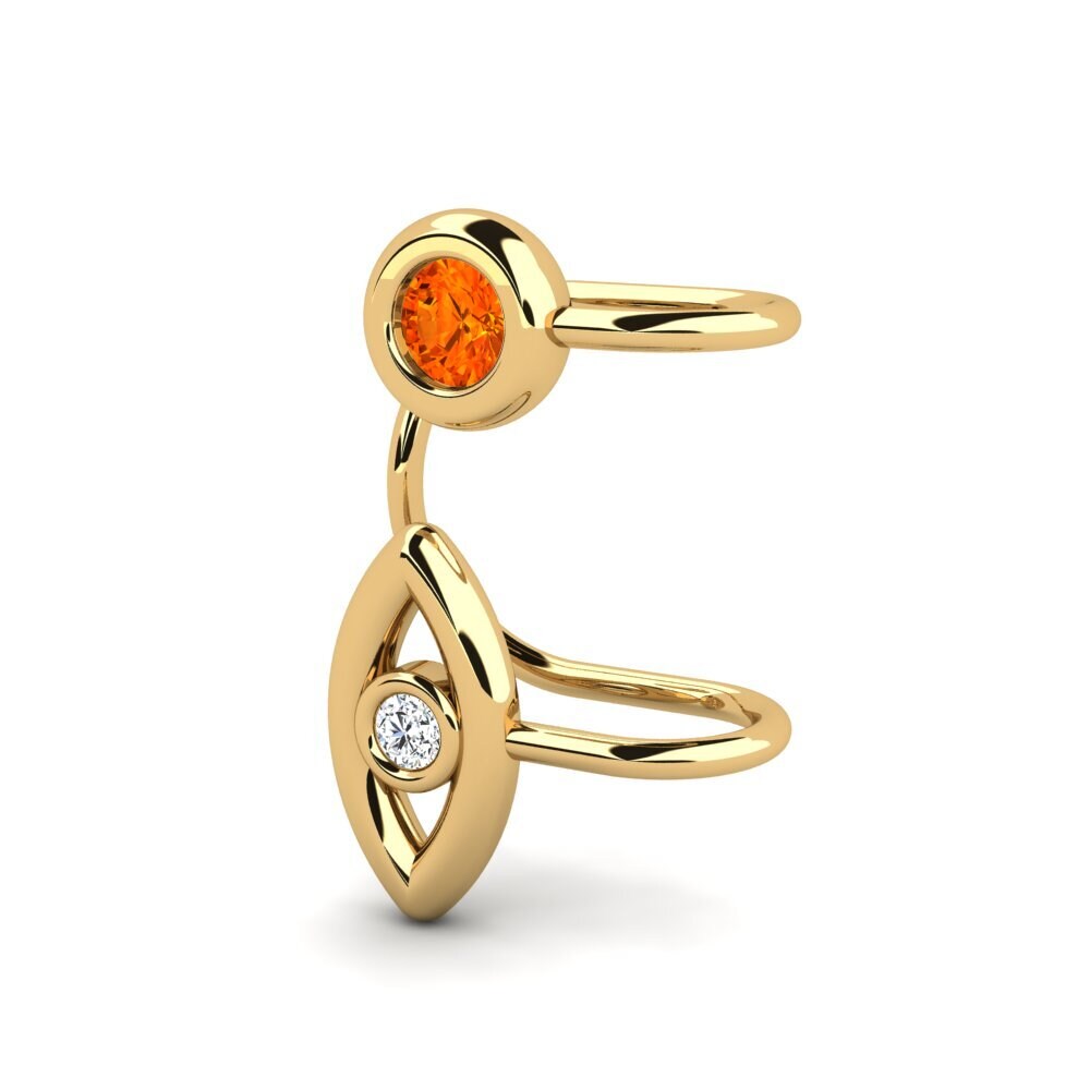 14ct Yellow Gold Orange Sapphire Women's Earring Pape