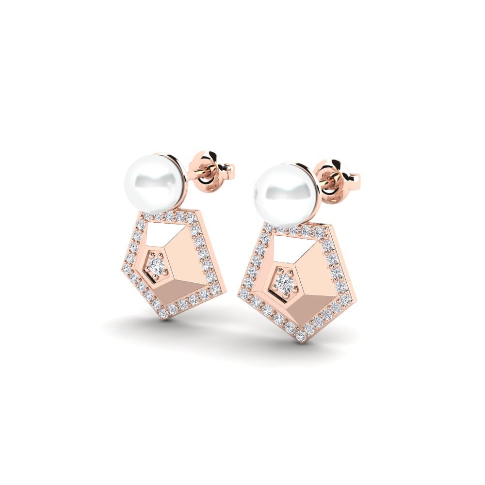 18ct Rose Gold Round Lab Grown Diamond Women's Earring Parallax