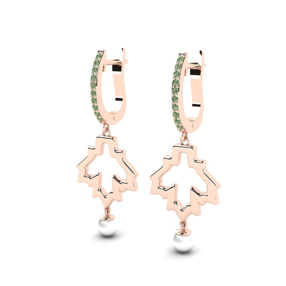 9ct Rose Gold Green Diamond Women's Earring Parget