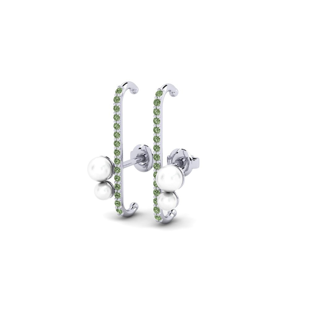 950 Platin Grüner Diamant Damen ohrring Parili
