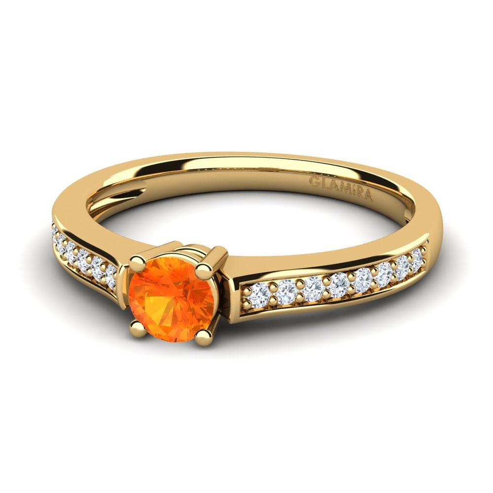 18k Oro Amarillo Zafiro Naranja Anillo de compromiso Paris