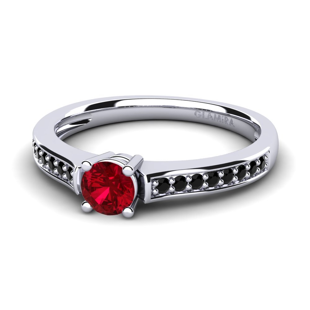 18k Oro Blanco Circonita Roja Anillo de compromiso Paris