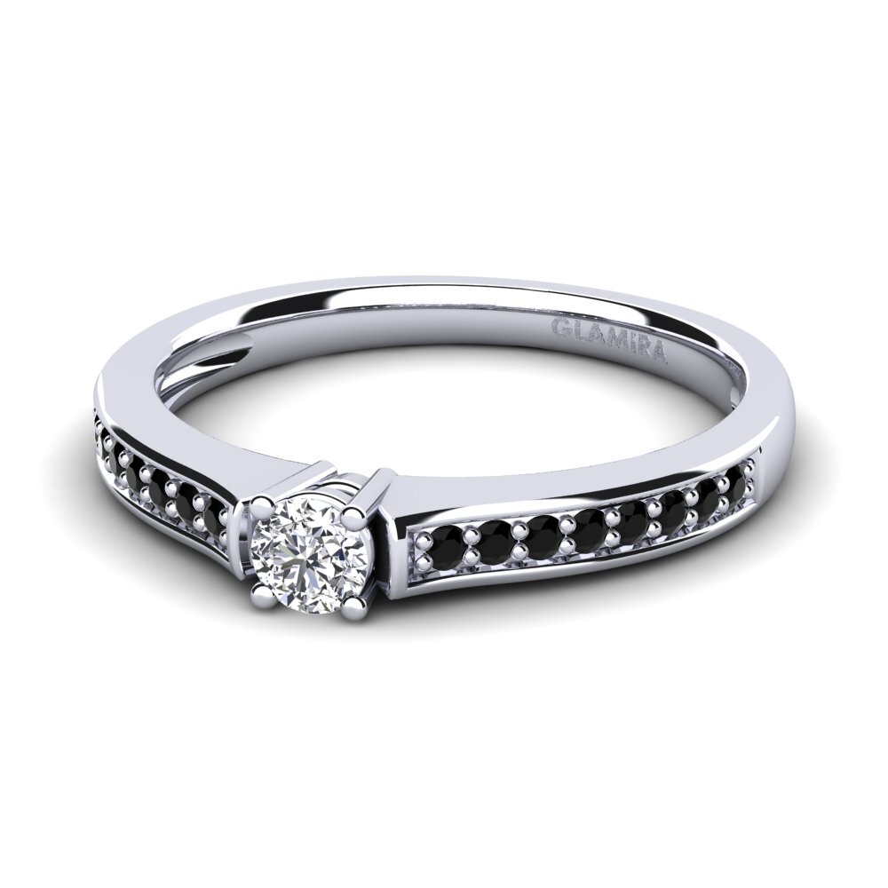 18k Oro Blanco Diamante Anillo de compromiso Paris 0.16crt