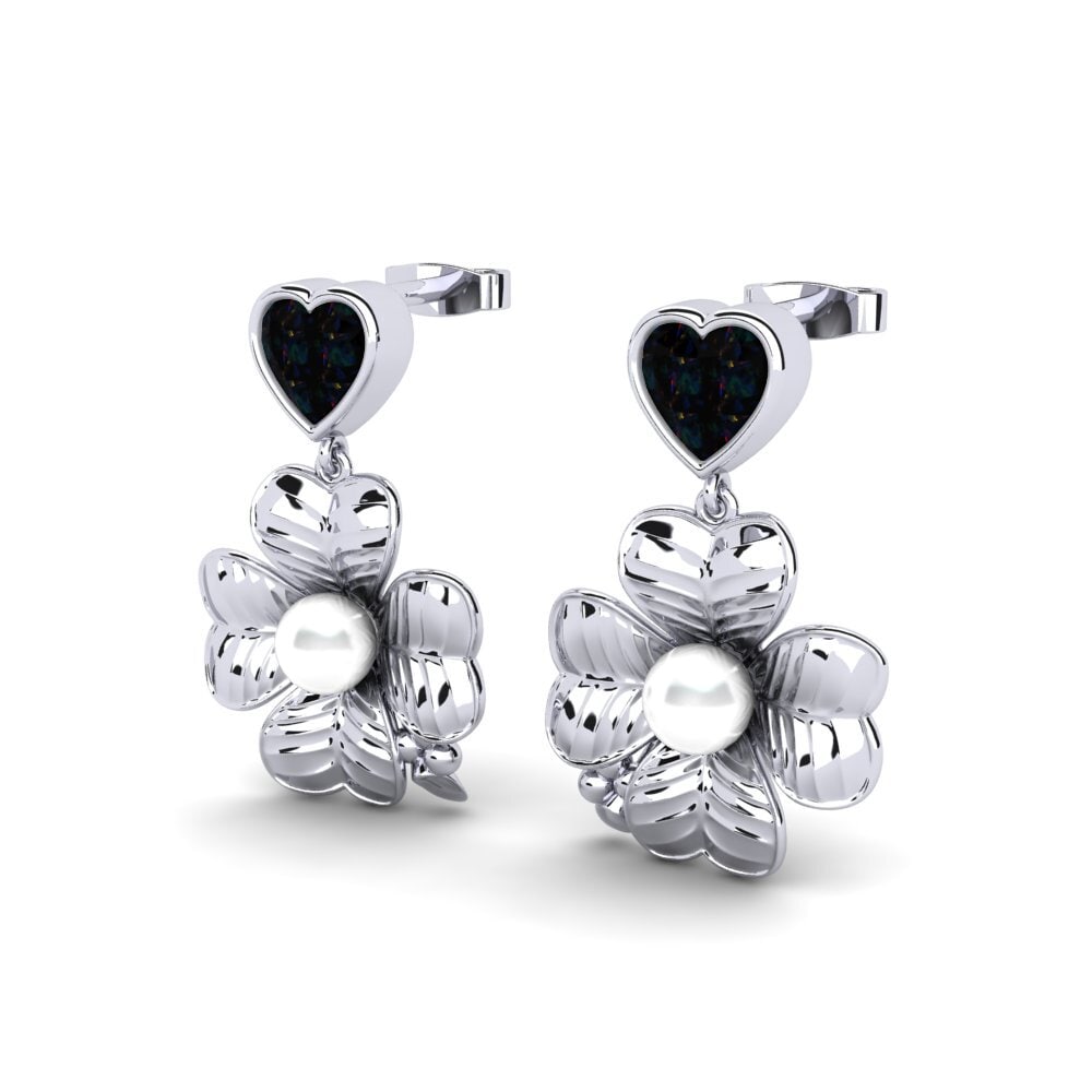 950 Palladium Black Opal Women's Earring Parlare