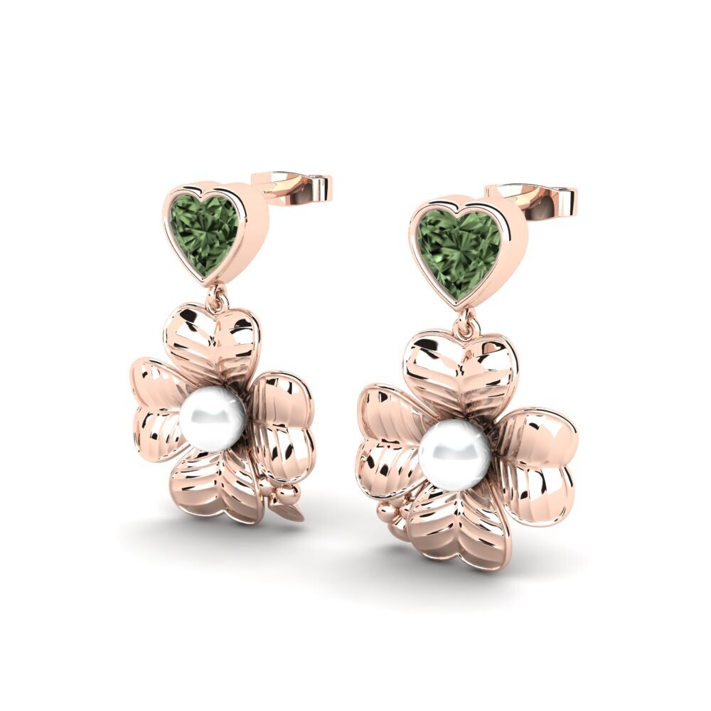 9ct Rose Gold Green Sapphire Women's Earring Parlare