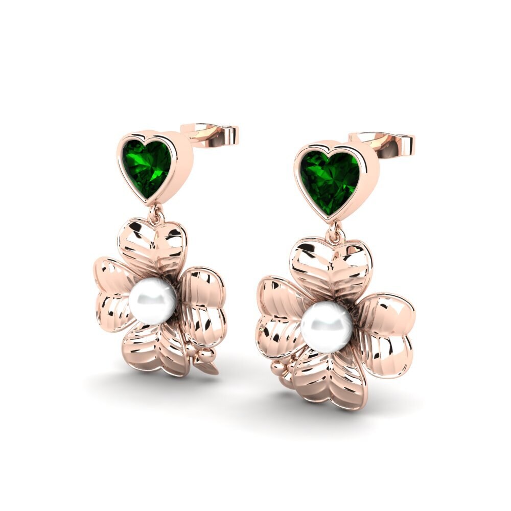 14k Oro Rosa Turmalina verde Pendiente de mujer Parlare
