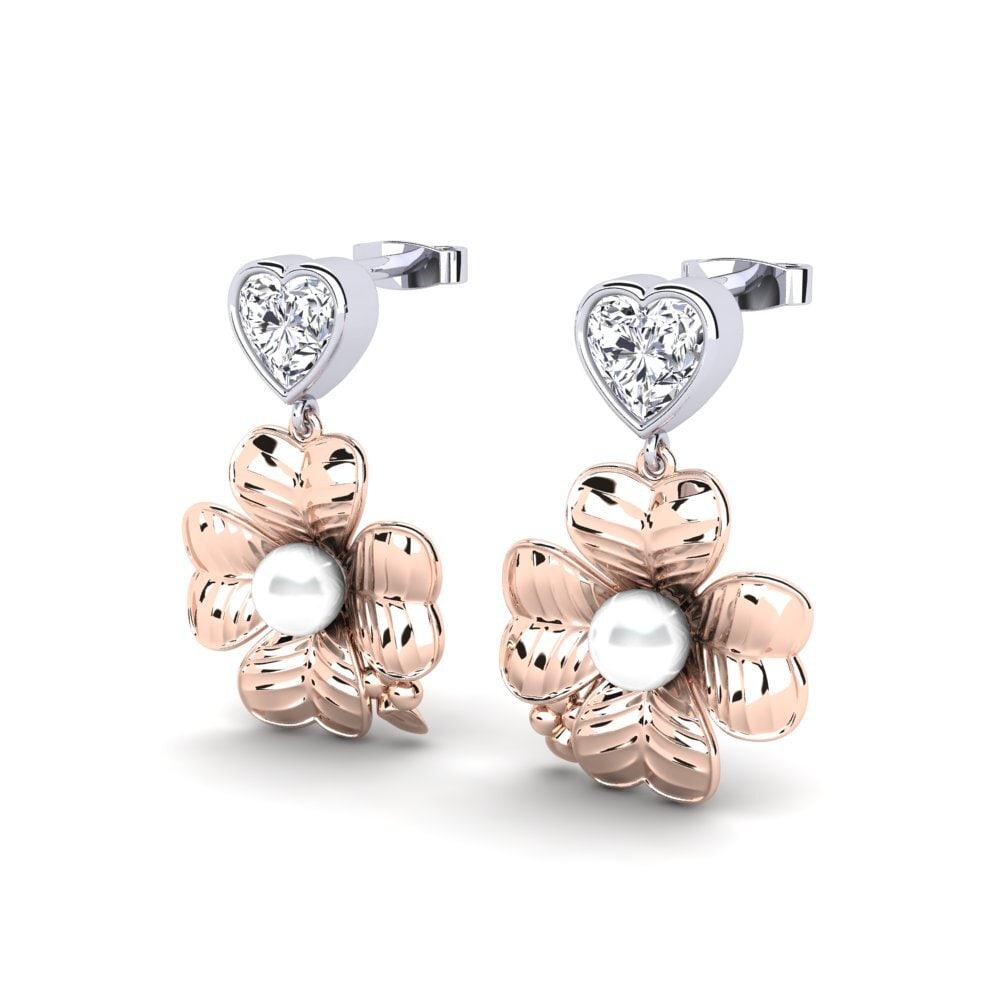 9ct Rose & White Gold Lab Grown Diamond Women's Earring Parlare
