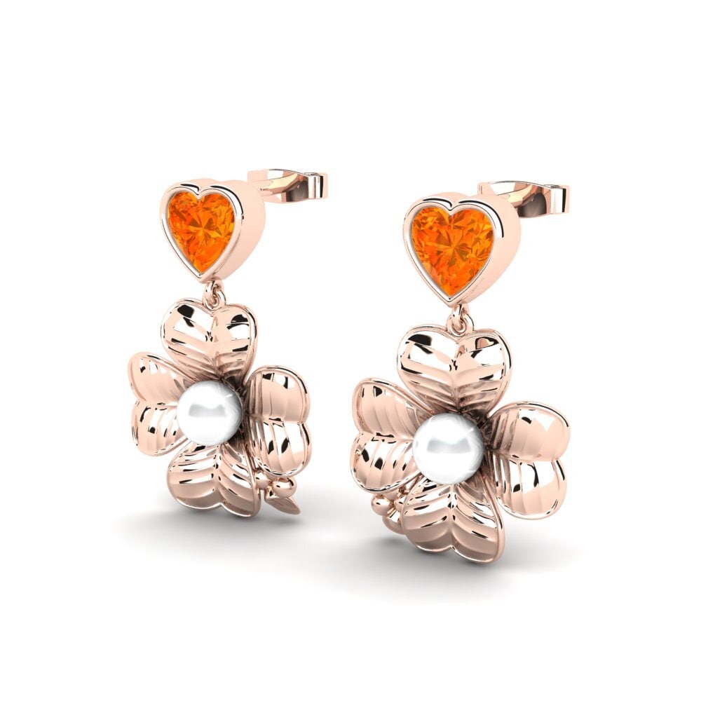 14ct Rose Gold Orange Sapphire Women's Earring Parlare