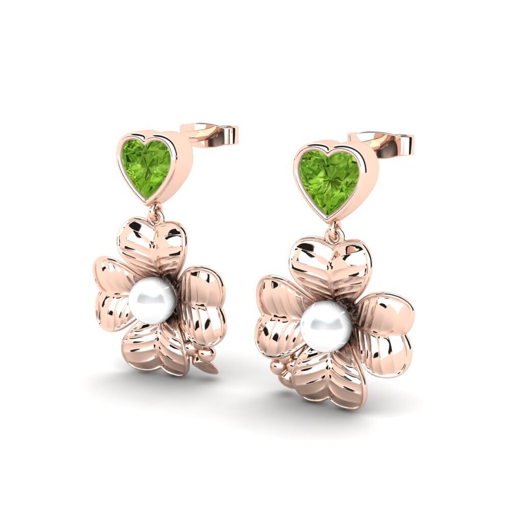 14k Oro Rosa Peridoto Pendiente de mujer Parlare