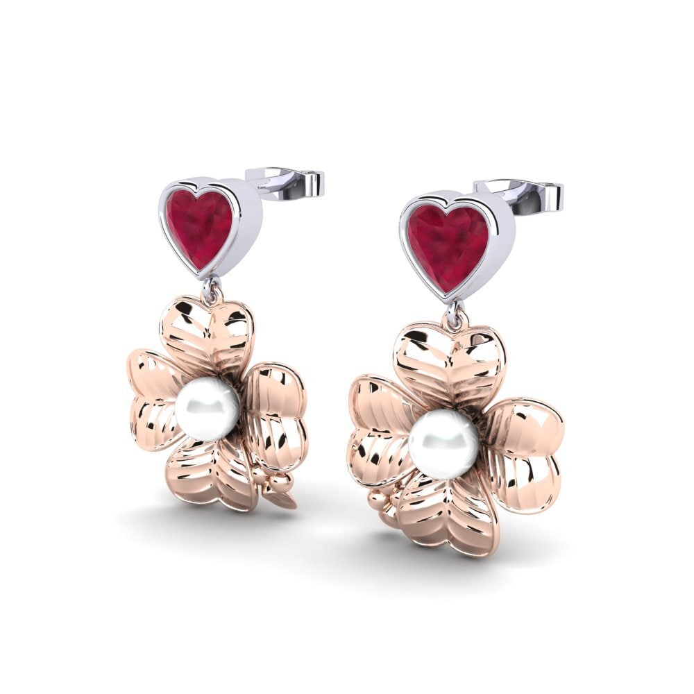 9k Oro Rosa & Blanco Rubí Pendiente de mujer Parlare