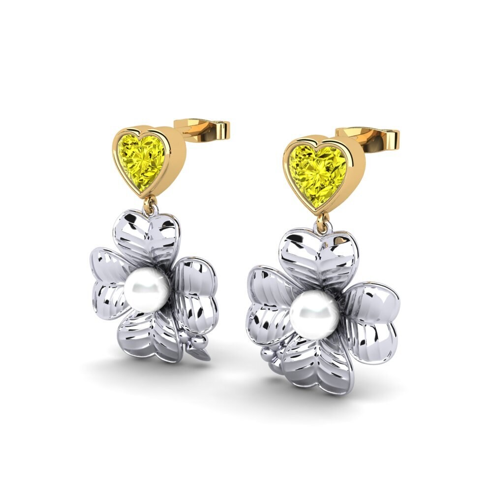 18ct White & Yellow Gold Yellow Diamond Women's Earring Parlare