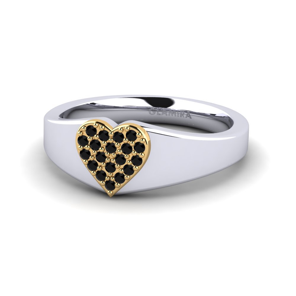 9ct White & Yellow Gold Black Onyx Ring Parma