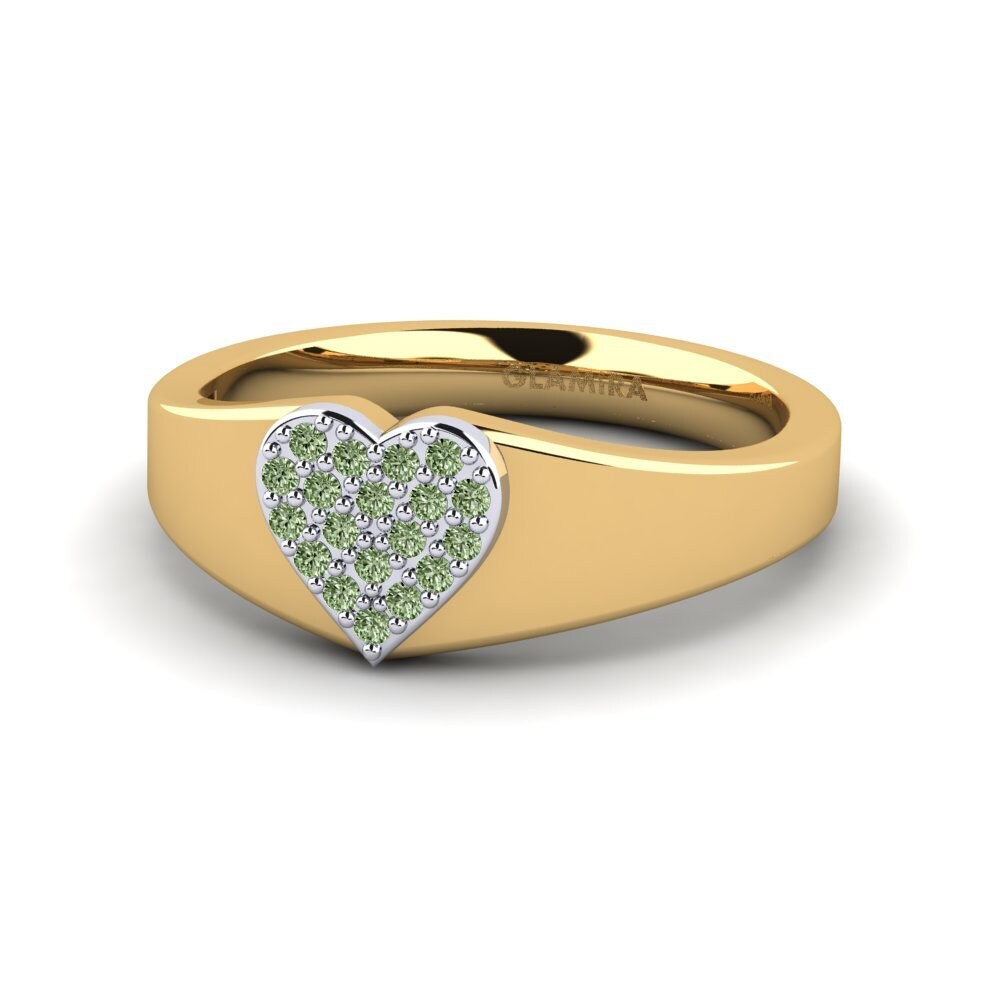 18ct Yellow & White Gold Green Diamond Ring Parma