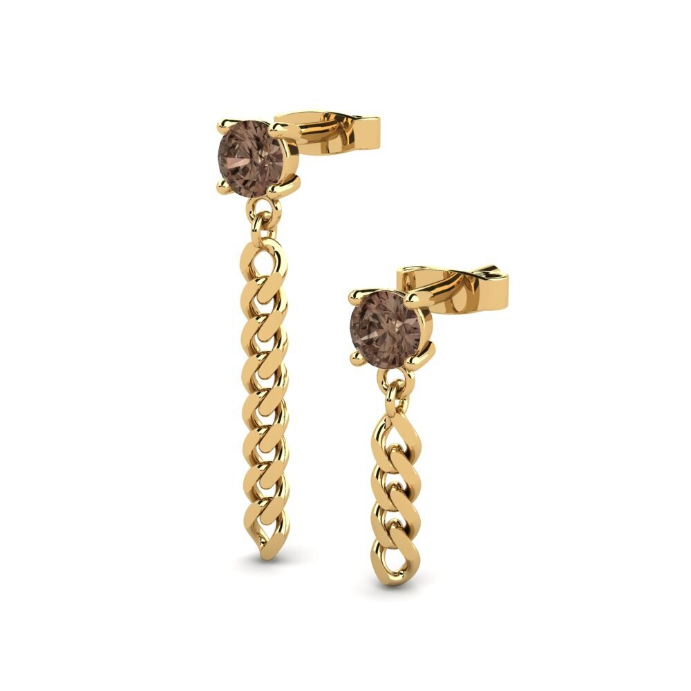 18k Oro Amarillo Cuarzo humo Pendiente de mujer Pascal