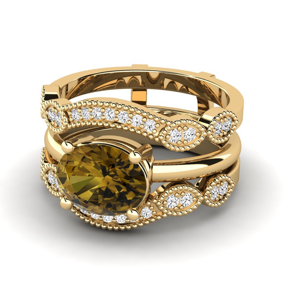 Circón Marrón Anillo Pasti SET
