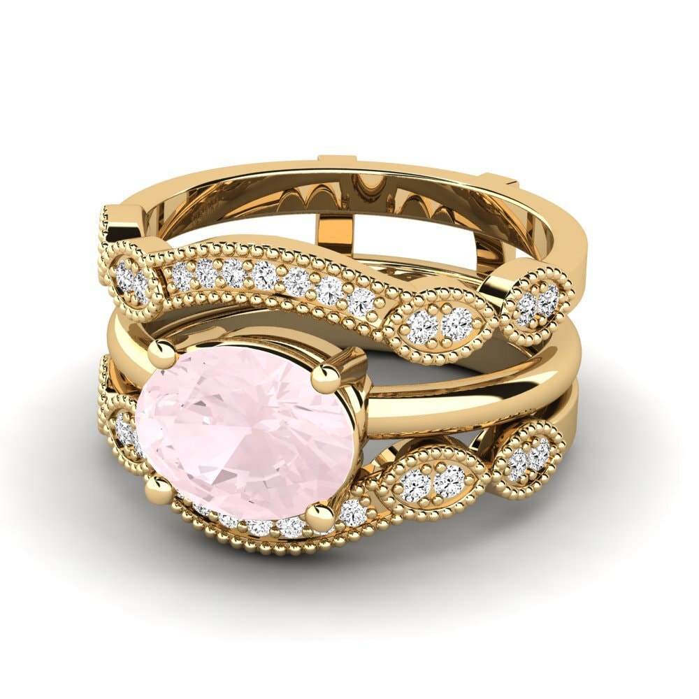 Rosenquarz Ring Pasti SET