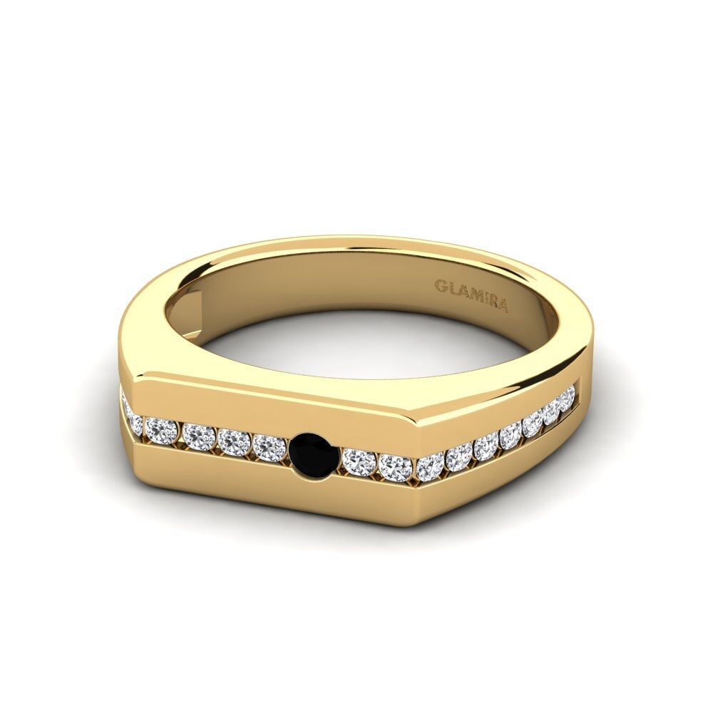 9ct Yellow Gold Black Sapphire Men's Ring Paul