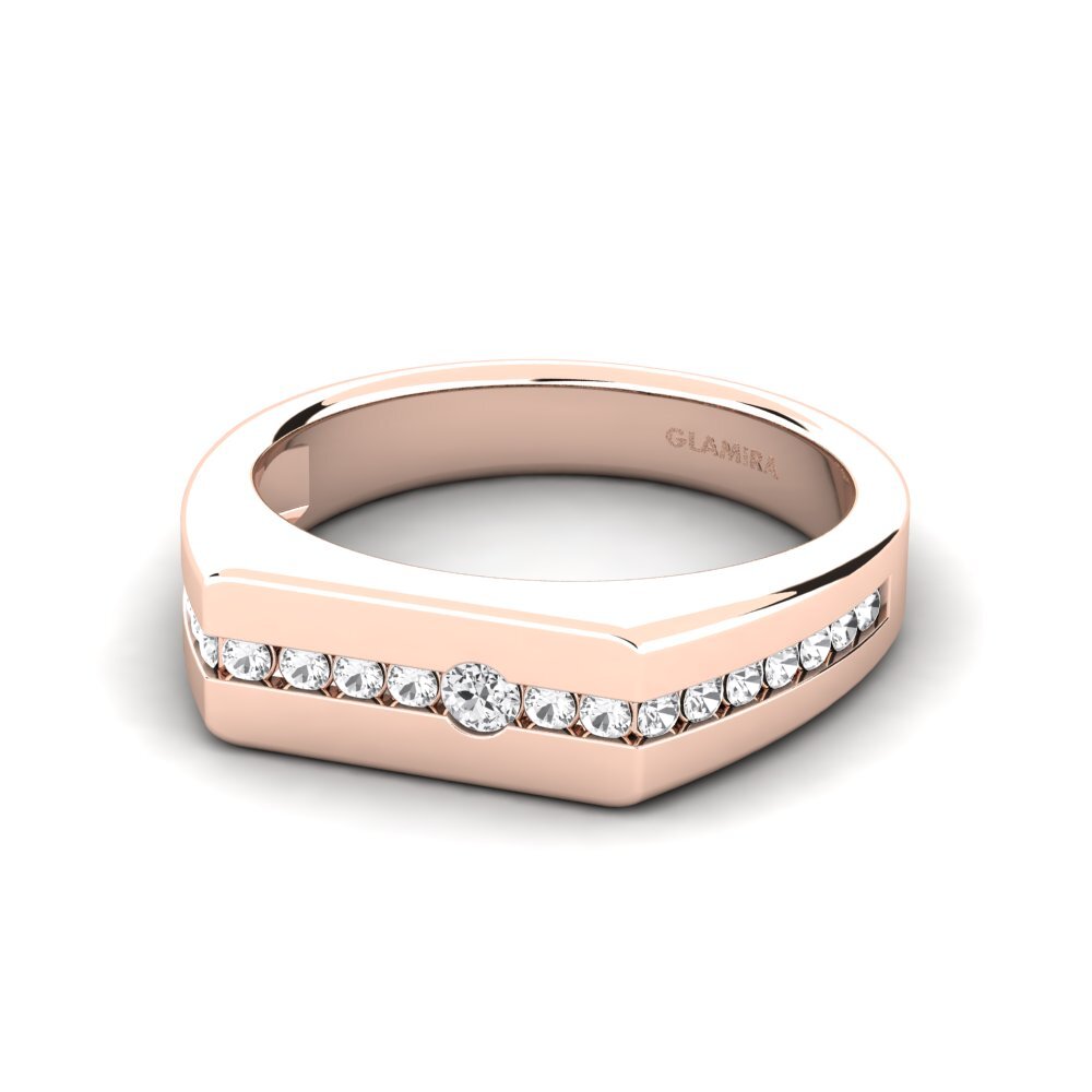 14ct Rose Gold White sapphire Men's Ring Paul