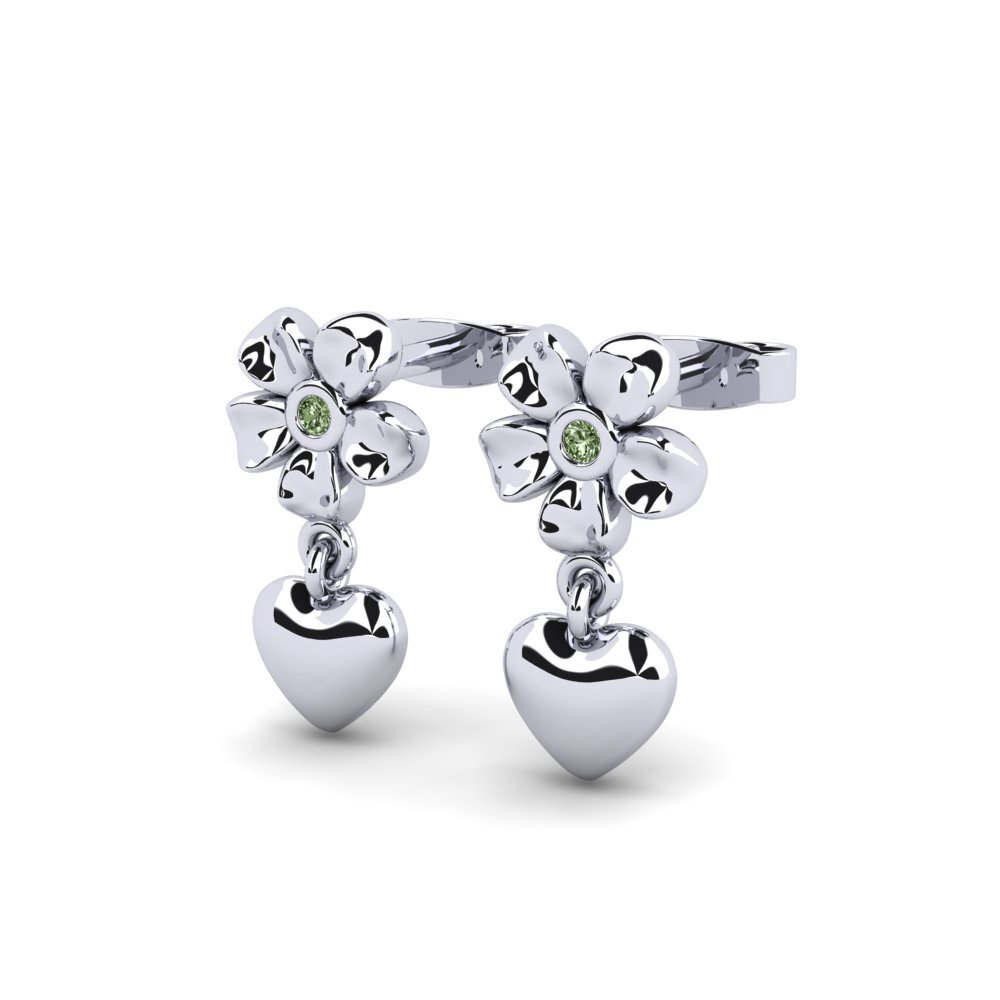 Oro Bianco 585 Diamante Verde Orecchino da donna Paulenda