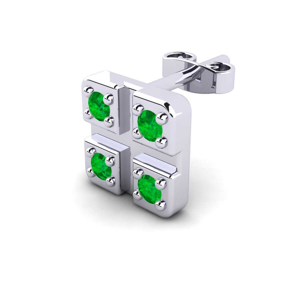 950 Platinum Emerald Men's Earring Pavle