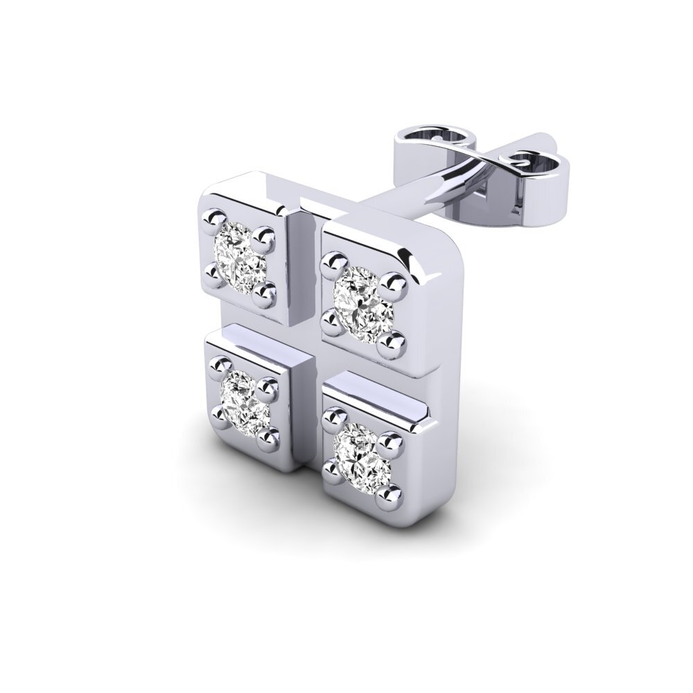 9ct White Gold Moissanite Men's Earring Pavle