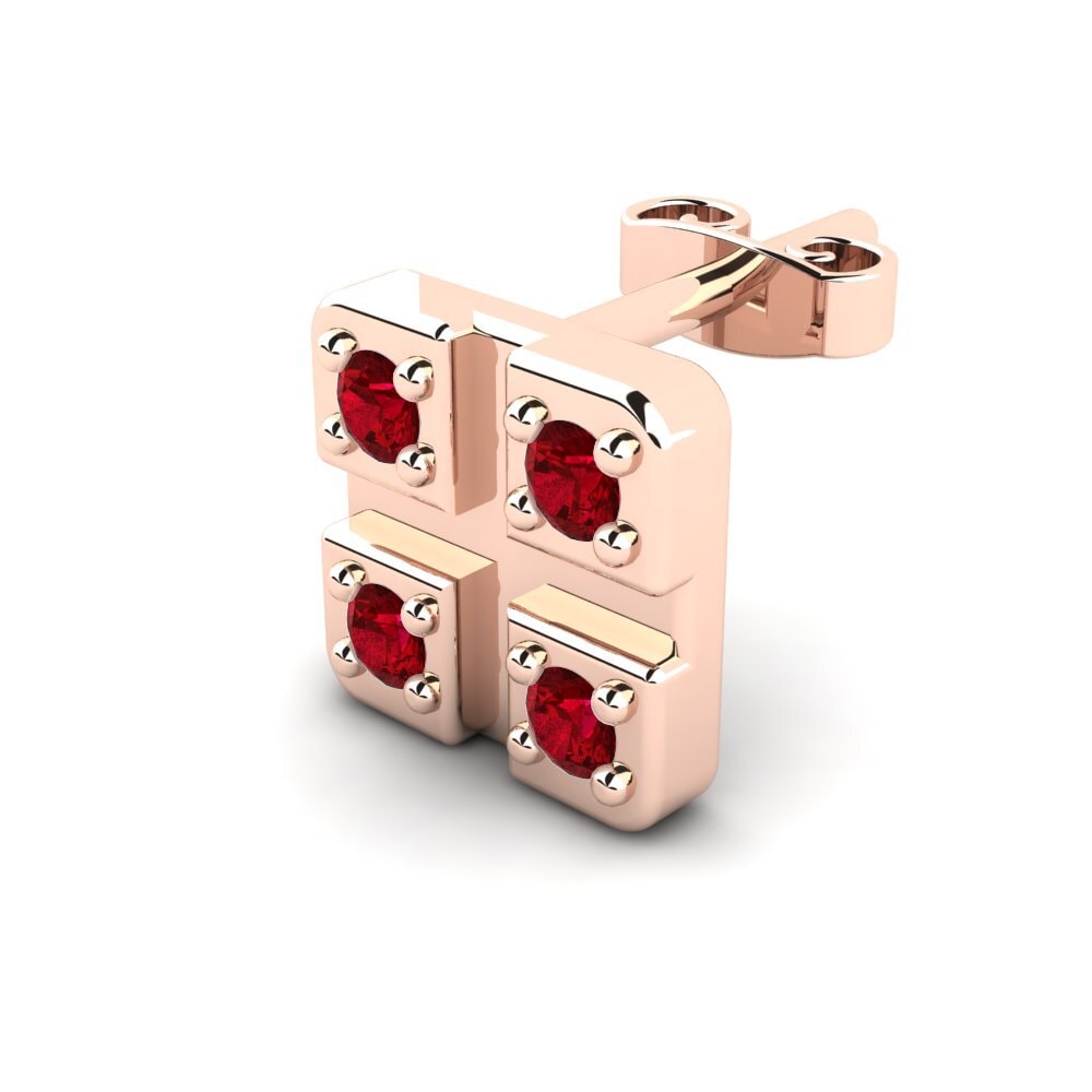 14k Oro Rosa Circonita Roja Pendiente para hombre Pavle